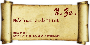 Nánai Zsüliet névjegykártya